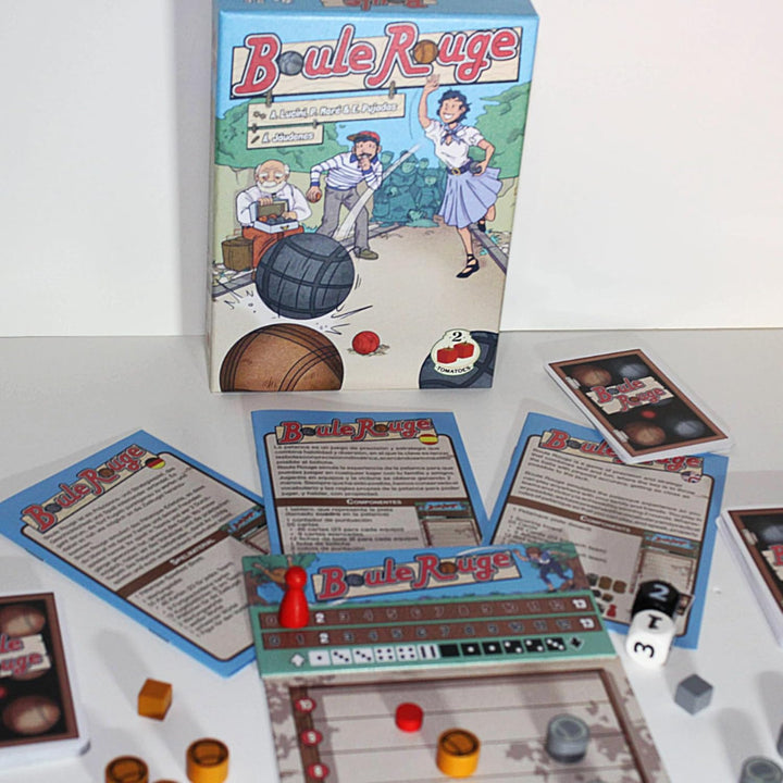 2Tomatoes Games | Boule Rouge | Brettspiel für Teams | Würfel werfen | Über Ihre Bälle zum Boliche!