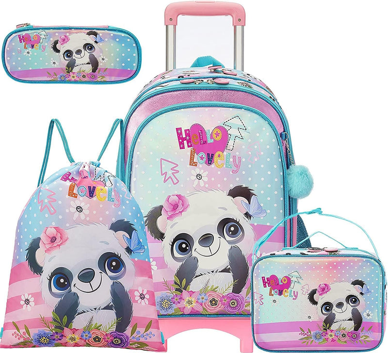 HTgroce Schultaschen für Mädchen Cute Panda Print & brotdose für Schulkinder Jungen Mädchen Lunch Bo