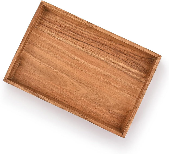 Samhita Serviertablett aus Akazienholz mit Griffen, Serviertablett aus Holz, Snacktablett, ideal für