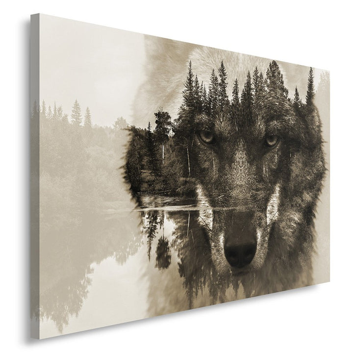 Feeby Frames, Leinwandbild, Bilder, Wand Bild, Wandbilder, Kunstdruck 50x70cm, TIERE, WOLF, NATUR, W