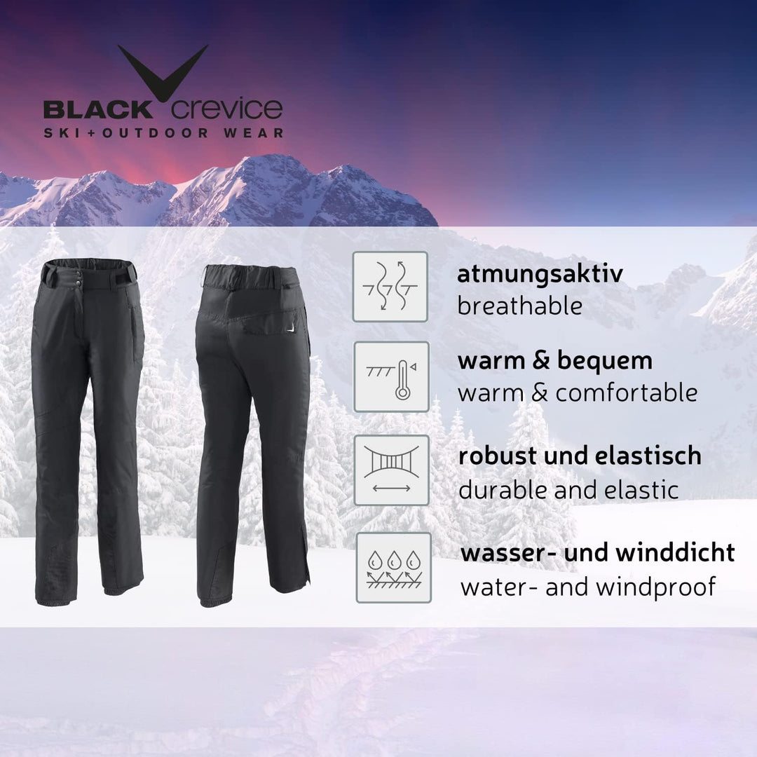 Black Crevice Damen Skihose I Damen-Skihose Grössen I wärmeisolierende Damen-Wanderhose I atmungsakt