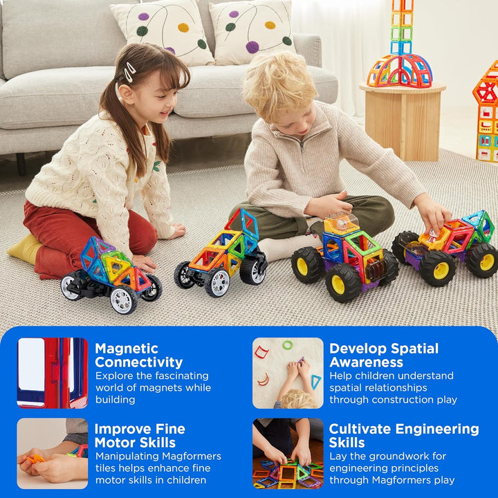 Magformers Amazing Transform Wheel Magnetic Building Blocks Toy. Makes Cars and Bikes. with Special