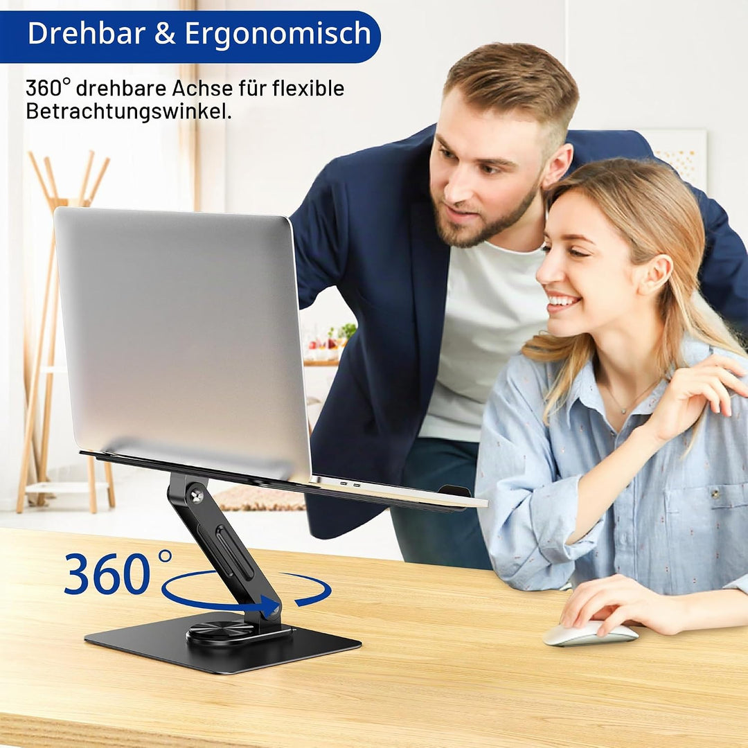 BESIGN LS12 Laptop ständer mit 360 Drehbarer Basis, Verstellbarer ergonomischer Notebook-Ständer, La