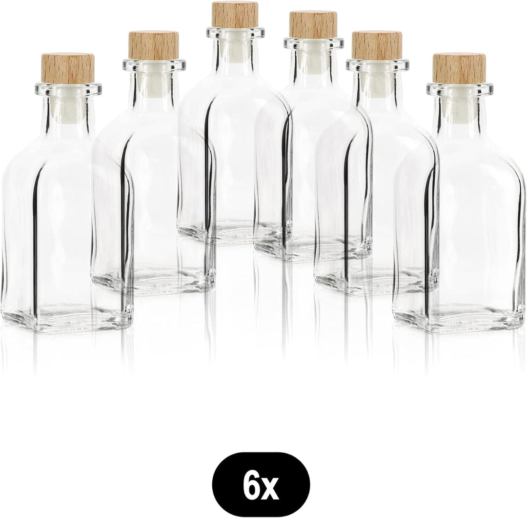 COM-FOUR® 6x Glasflasche 120 ml mit Korken - leere Flasche mit Korkenverschluss - Glasbehälter zum B