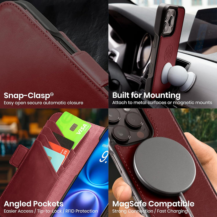 Dreem Fibonacci kompatibel mit iPhone 15 Pro Max Brieftaschen-Etui / 2-in-1 stossfestes Etui und abn