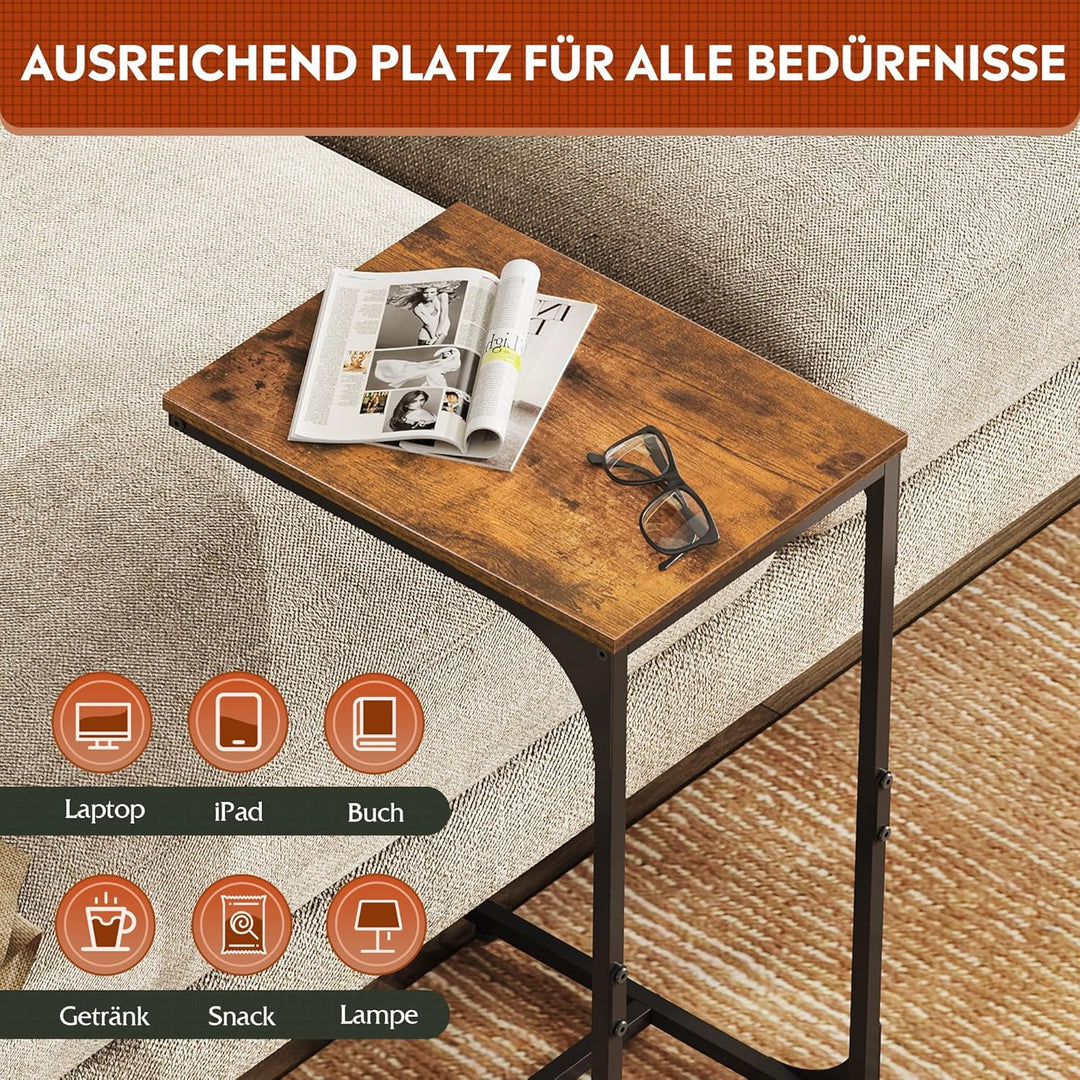 WLIVE Beistelltisch Couch, C Form Sofatisch, 30 x 40 x 62 cm, Beistelltische fürs Wohnzimmer, Schlaf