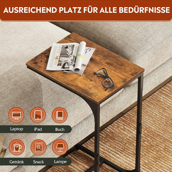 WLIVE Beistelltisch Couch, C Form Sofatisch, 30 x 40 x 62 cm, Beistelltische fürs Wohnzimmer, Schlaf