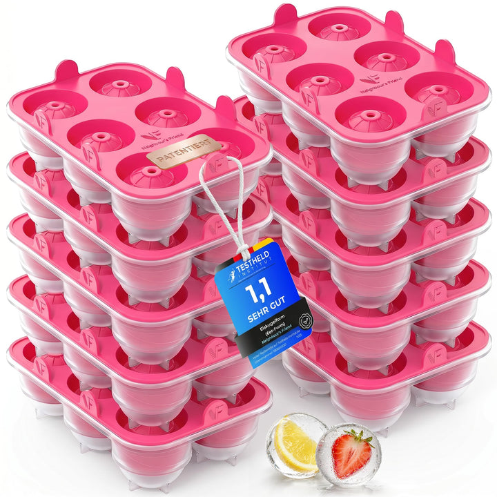 Neighbour’s Friend® Pink Eiskugelform XL 10er Set – Stylische patentierte Eiswürfelform für Cocktail