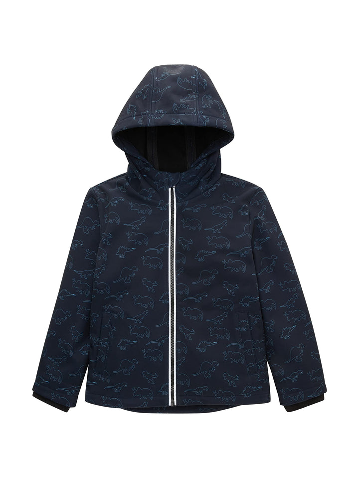 TOM TAILOR Jungen Kinder Softshell Jacke mit Allover - Print 116-122 31643 - Navy Blue Outlined Dino