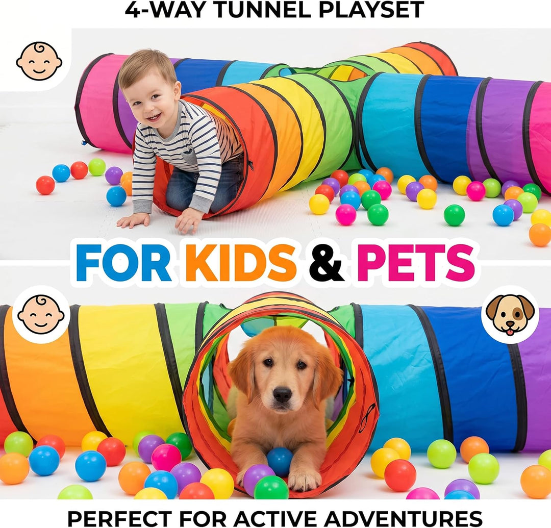NUBUNI Tunnel x4 XXL : Tunnel Kinder : Kriechtunnel : Krabbeltunnel für Kinder : Spieltunnel Kind :