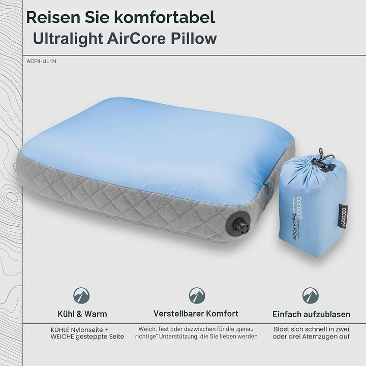 Cocoon Air-Core Ultralight Kissen, Light-Blue-Grey, 35x45 cm