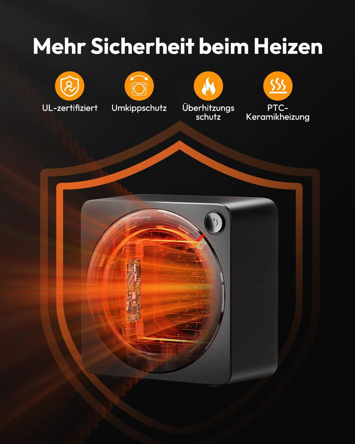 Gaiatop Mini Heizlüfter Energiesparend 500W, Heizlüfter Klein mit 2s PTC-Keramikheizung, mit Überhit