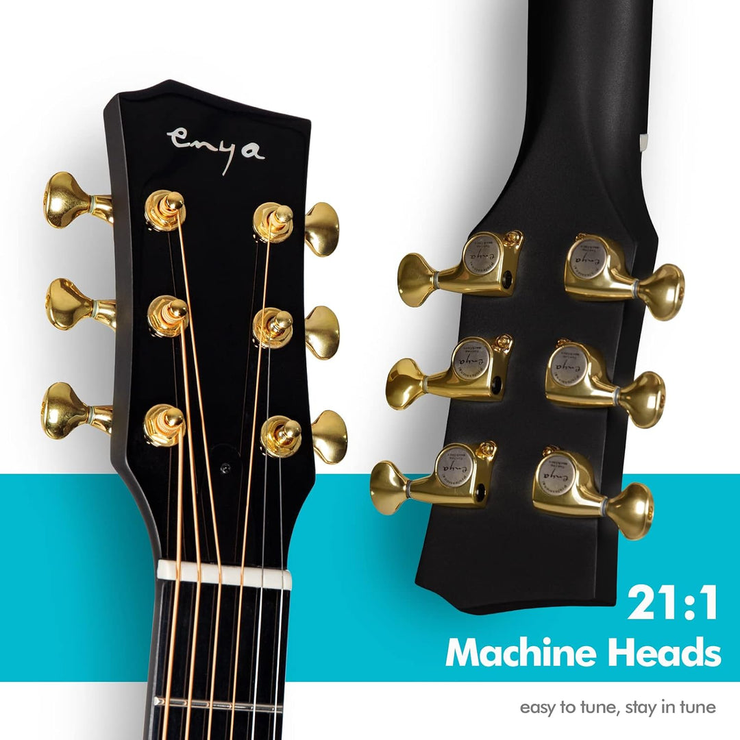 Enya Carbon Gitarre EA-X4E 41 Zoll Electric Akustikgitarre mit Elixier Saiten mit Tasche Gurt Pickup