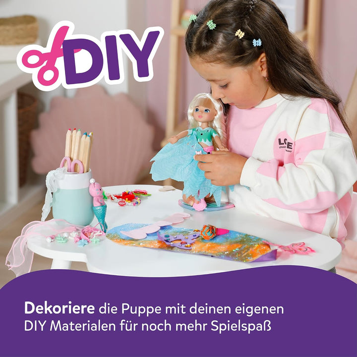 Baby Born Glam Up Sparkle, Meerjungfrau mit Langen blonden Haaren mit UV-Farbeffekt, zum Stylen mit