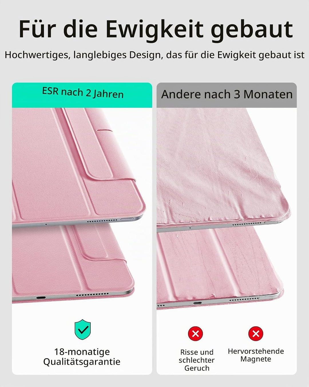 ESR für iPad Pro 13 Zoll Hülle M5/M4 (2025/2024), magnetische Befestigung, dünne Trifold Ständerhüll
