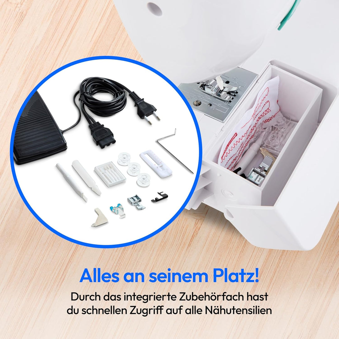 MEDION Freiarm-Nähmaschine SM60 (60 Watt, 60 verschiedene Stichmuster mit Knopflöchern, LED Nählicht
