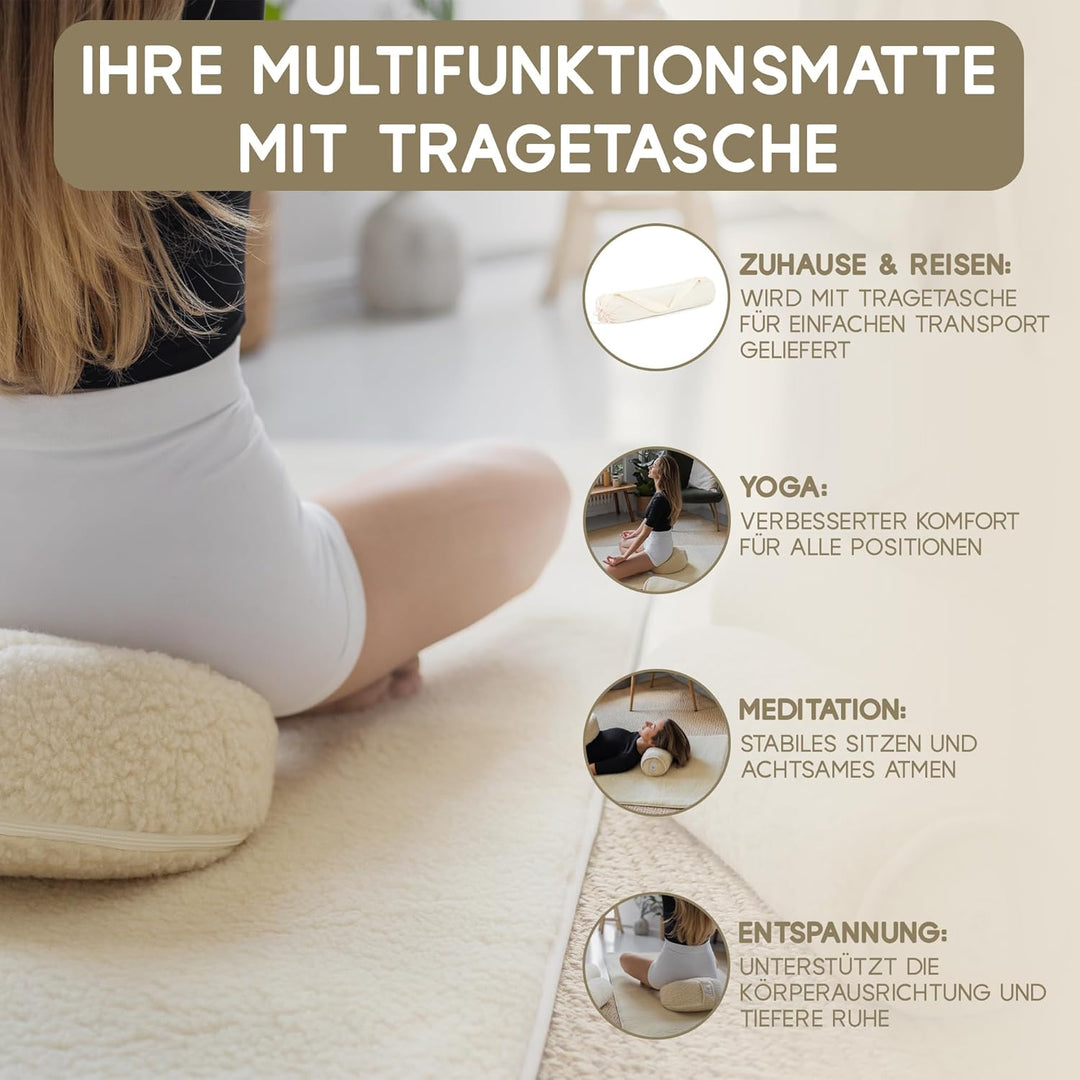 Yogamatte Schafwolle | Natürlich Merino Wolle Trainingsmatte | Yogamatte rutschfest | Hautfreundlich