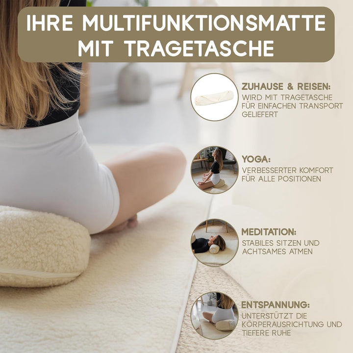 Yogamatte Schafwolle | Natürlich Merino Wolle Trainingsmatte | Yogamatte rutschfest | Hautfreundlich