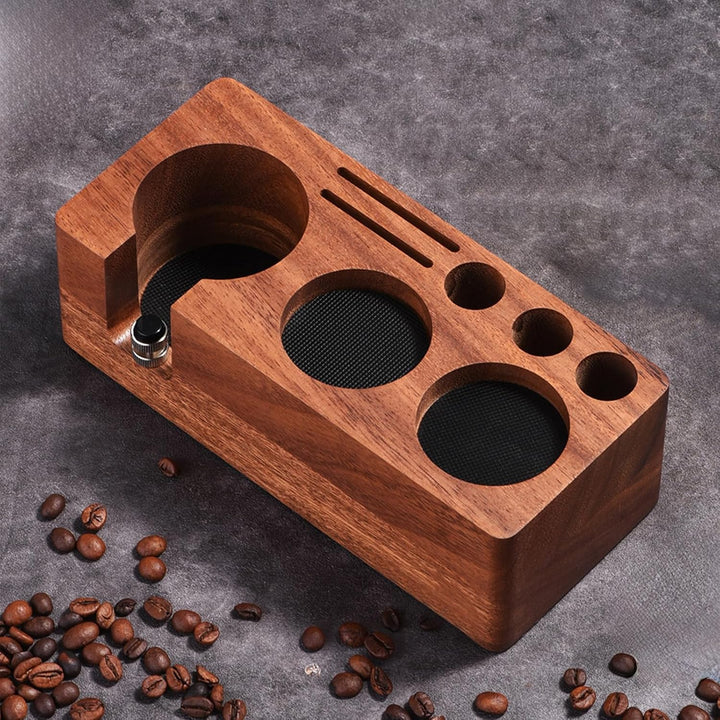 Tamperstation 58mm Kaffeetamper Walnuss Holz,Espresso Tamper,Barista Tamping Station für Espreso Zub