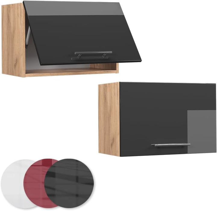 Vicco Hängeschrank Fame-Line, Anthrazit Hochglanz/Goldkraft Eiche, 60 cm Flach Hängeschrank 60 cm fl