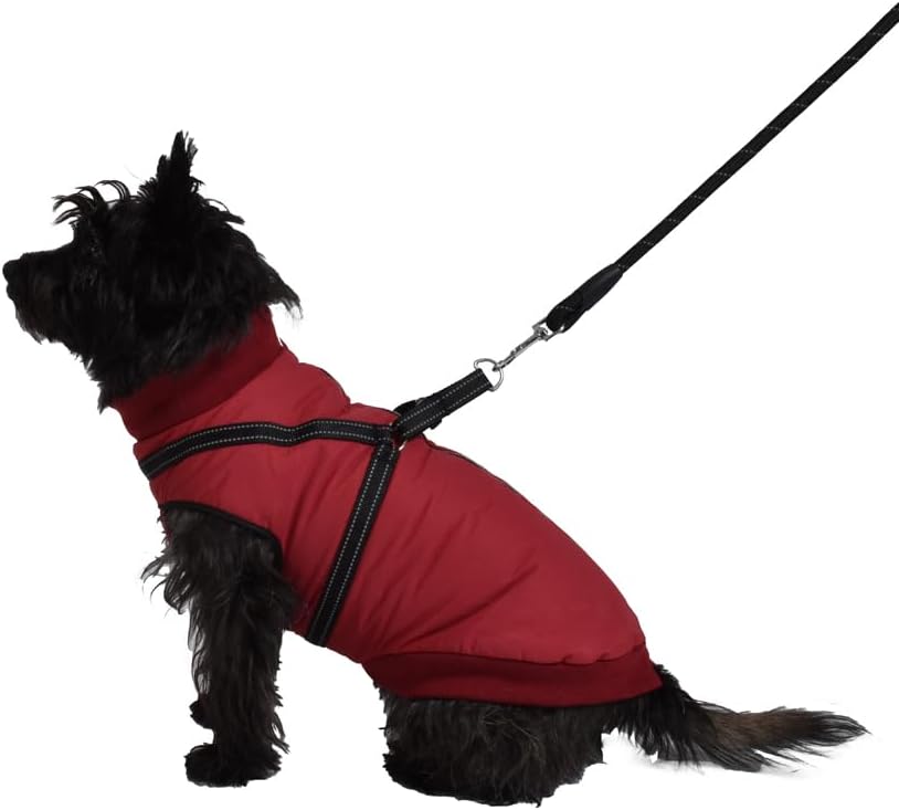 Bobby Safe Hundemantel mit integriertem Geschirr, Rückenlänge 32 cm, Fleece-Innenfutter, Reissversch