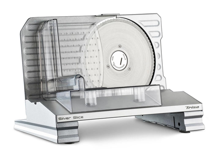 Trisa Silver Slice Allesschneider Elektrisch – Aluminiumguss, 150W Induktionsmotor, Edelstahl-Wellen