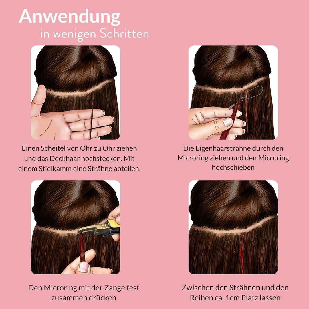 hair2heart Microring Extensions Echthaar Gewellt - 25 Strähnen 1g 40cm 8/1 hellblond asch 25 Strähne