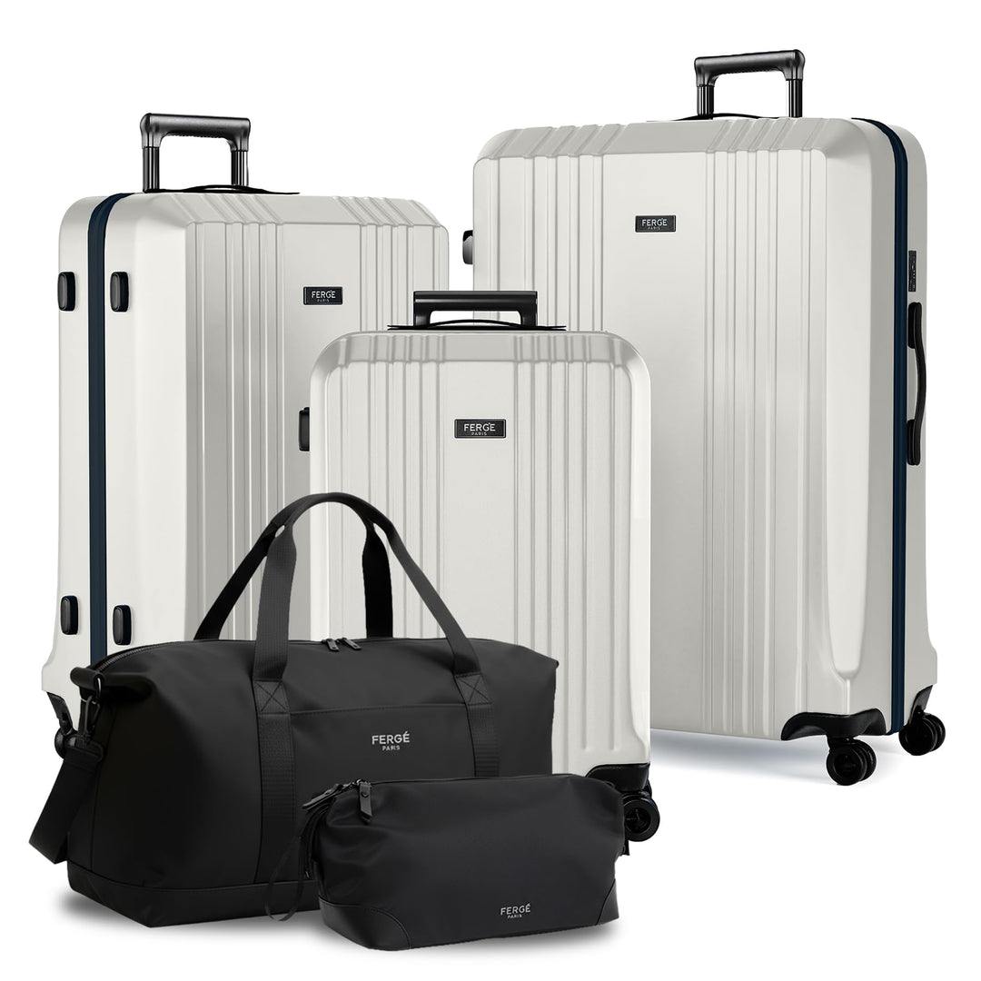 FERGÉ Polycarbonat 5-teilig Koffer Set 77cm, 67cm, Handgepäck Koffer mit Reisetasche Kombi, sehr rob