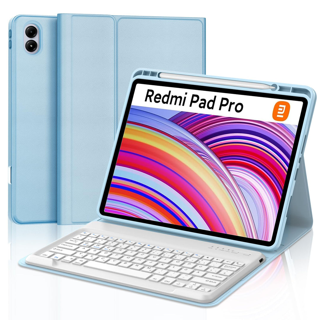 Tastatur für Redmi Pad Pro 12.1"/Xiaomi Poco Pad 2024, Hülle mit Tastatur für Xiaomi Redmi Pad Pro M