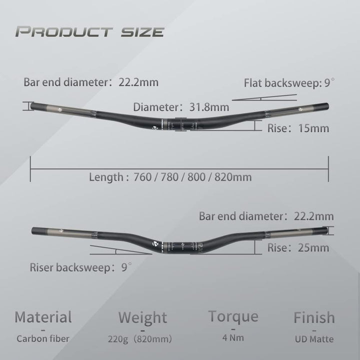 RXL SL mtb lenker 31,8 flatbar lenker downhill lenker carbon backsweep 9° fahrradlenker carbon lenke