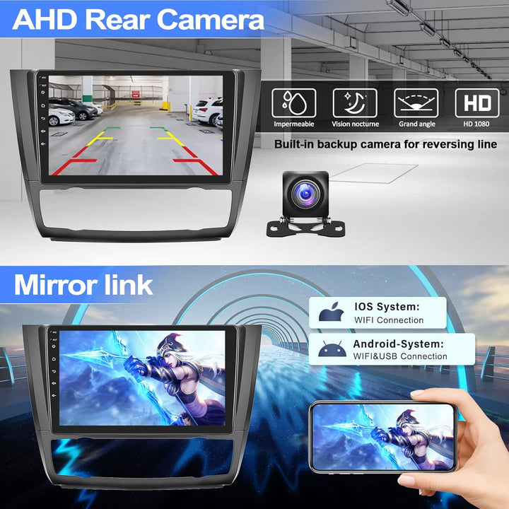 CAMECHO Android 13 Autoradio für BMW 1 Serie E81 E82 E87 E88 mit Navi,9-Zoll Auto Radio Touch Displa