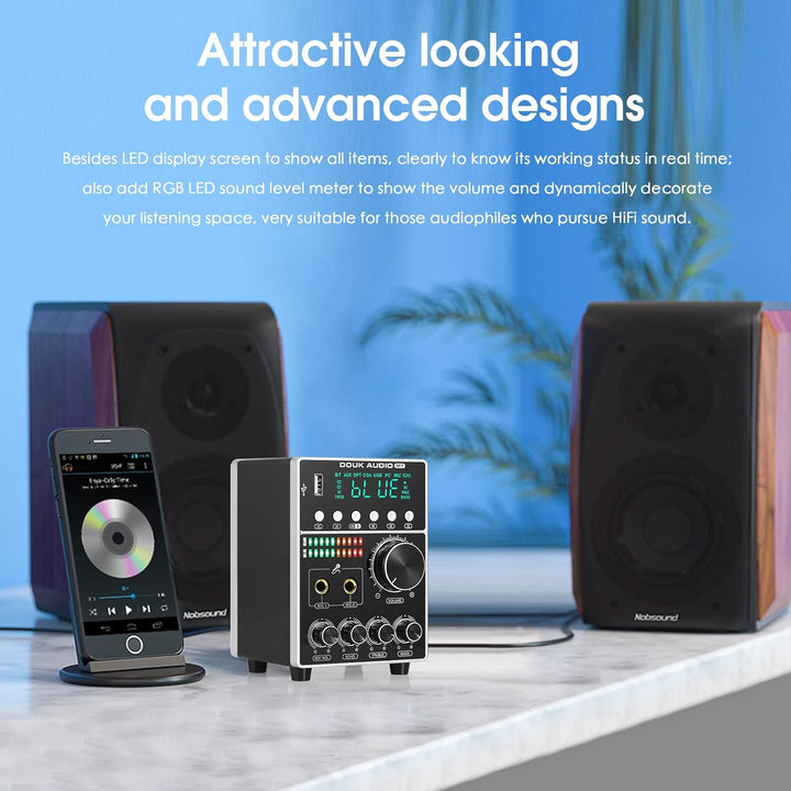 HiFi Dual MIC Digital Verstärker Bluetooth Empfänger USB Player S/PDIF Audio Power Amplifier Karaoke