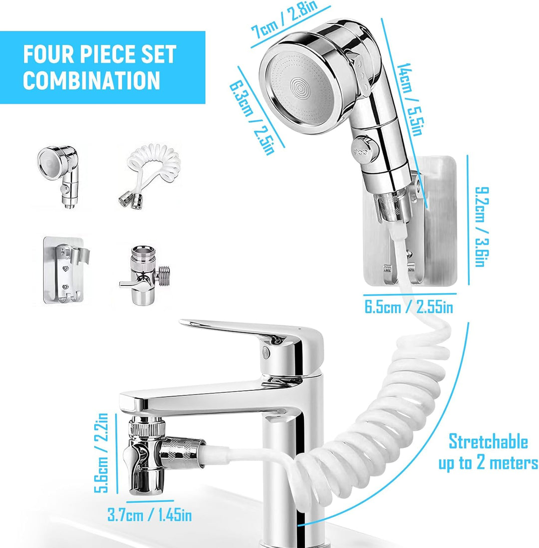 Handbrause für Waschbecken, Encuryna Waschbeckenbrause mit Schlauch, 1.5M Handbrause Duschkopf Set M