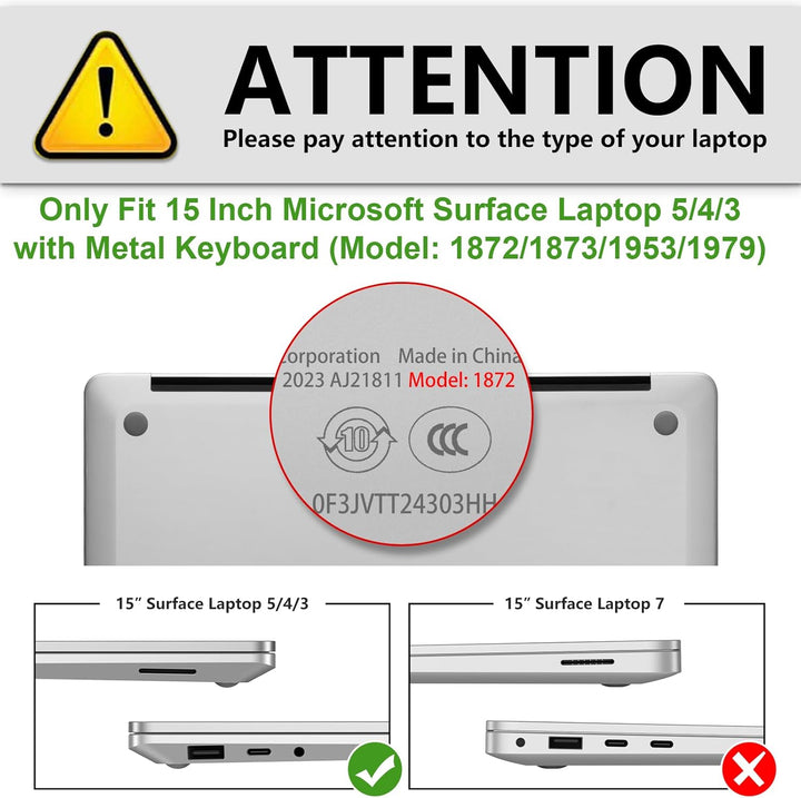 Fintie Hülle Kompatibel mit 15 Zoll Microsoft Surface Laptop 5/4/3 mit Metall-Tastatur (Modelle 1872