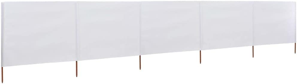 Rantry Windschutz mit 5 Paneelen, Stoff, Weiss, Sand, 600 x 120 cm, Zelt, Camping, Sonnenschutz, Pri