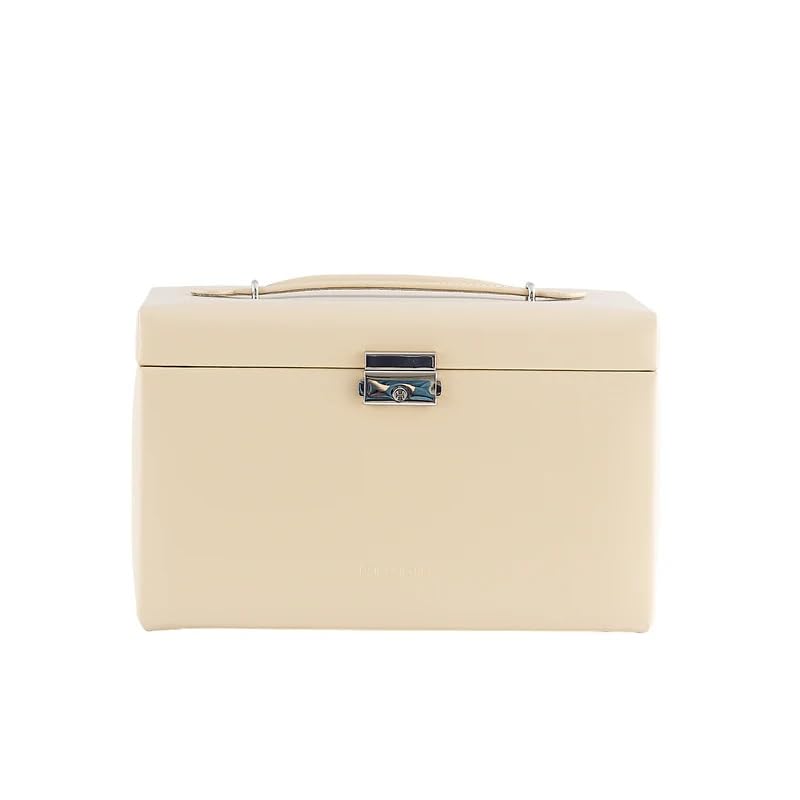 Friedrich23 Cordoba Schmuckkoffer Beige – Leder 24x15,5x15 cm, Schmuckbox für Ringe, Ketten, Ohrring