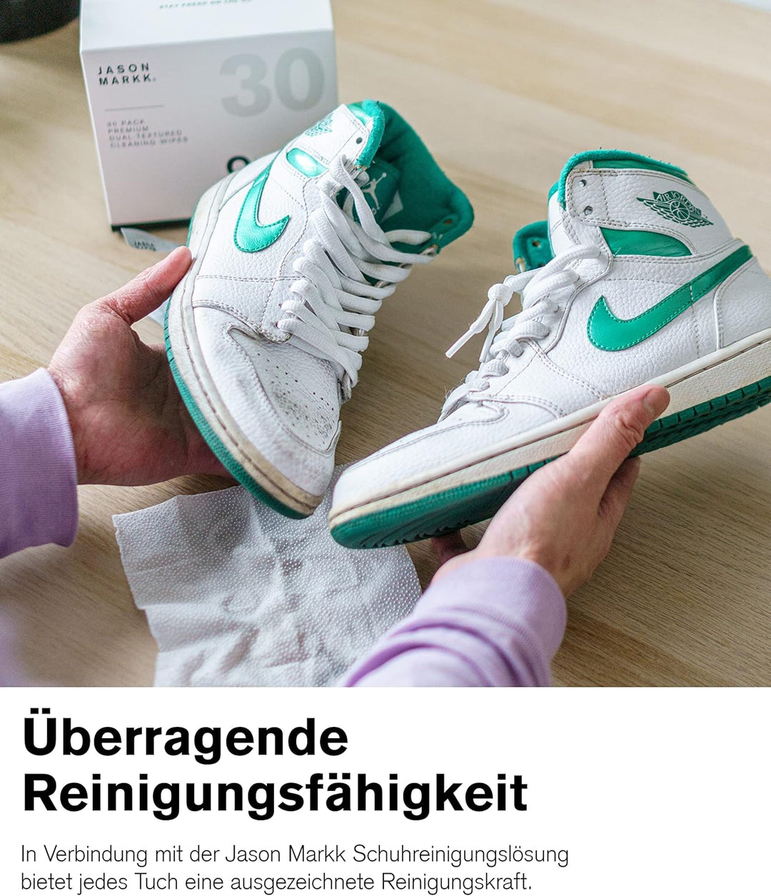Jason Markk Quick Wipes, Schuhreiniger, Pflege für Sportschuhe, 30er Pack, Einzeln verpackt, Ideal f