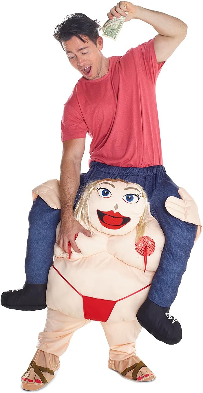 Morph Neu Huckepack Tragen Witzig Kostüm Unisex - Fetter Stripper "Mit selbst füllen Beine" Stangent