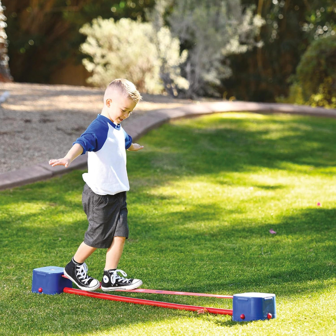 Slackline für Kinder, zur Entwicklung von Gleichgewicht und Koordination, Blau und Rot