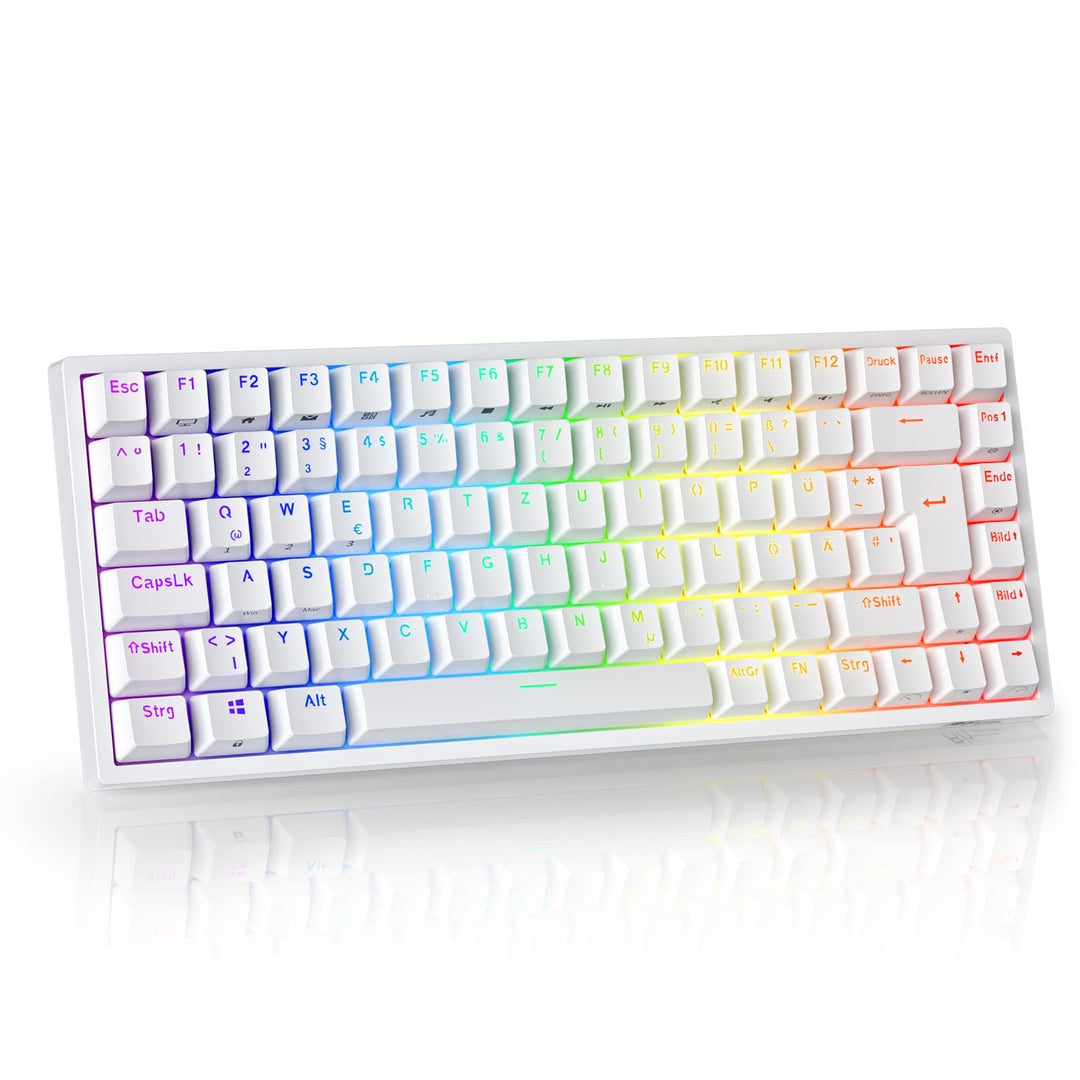 RK ROYAL KLUDGE RK84-DE 75% Gaming-Tastatur, 85 Tasten Kompakte TKL , Bluetooth Mechanische , Roter