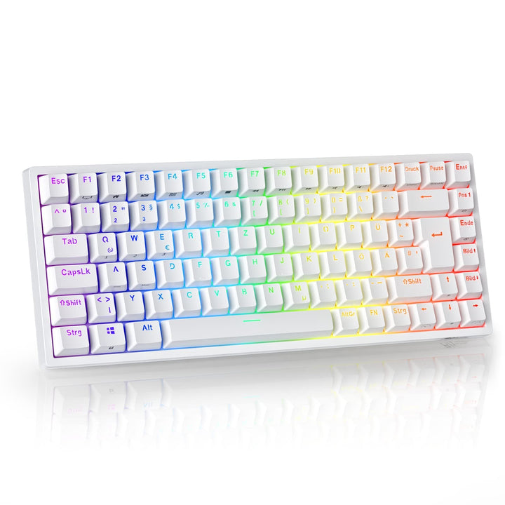 RK ROYAL KLUDGE RK84-DE 75% Gaming-Tastatur, 85 Tasten Kompakte TKL , Bluetooth Mechanische , Roter