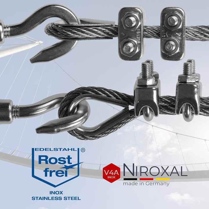 50 Stück rostfreie Drahtseilklemme 2mm Edelstahl A4 Bügelseilklemme passend für Ø 2 mm Draht | im Se