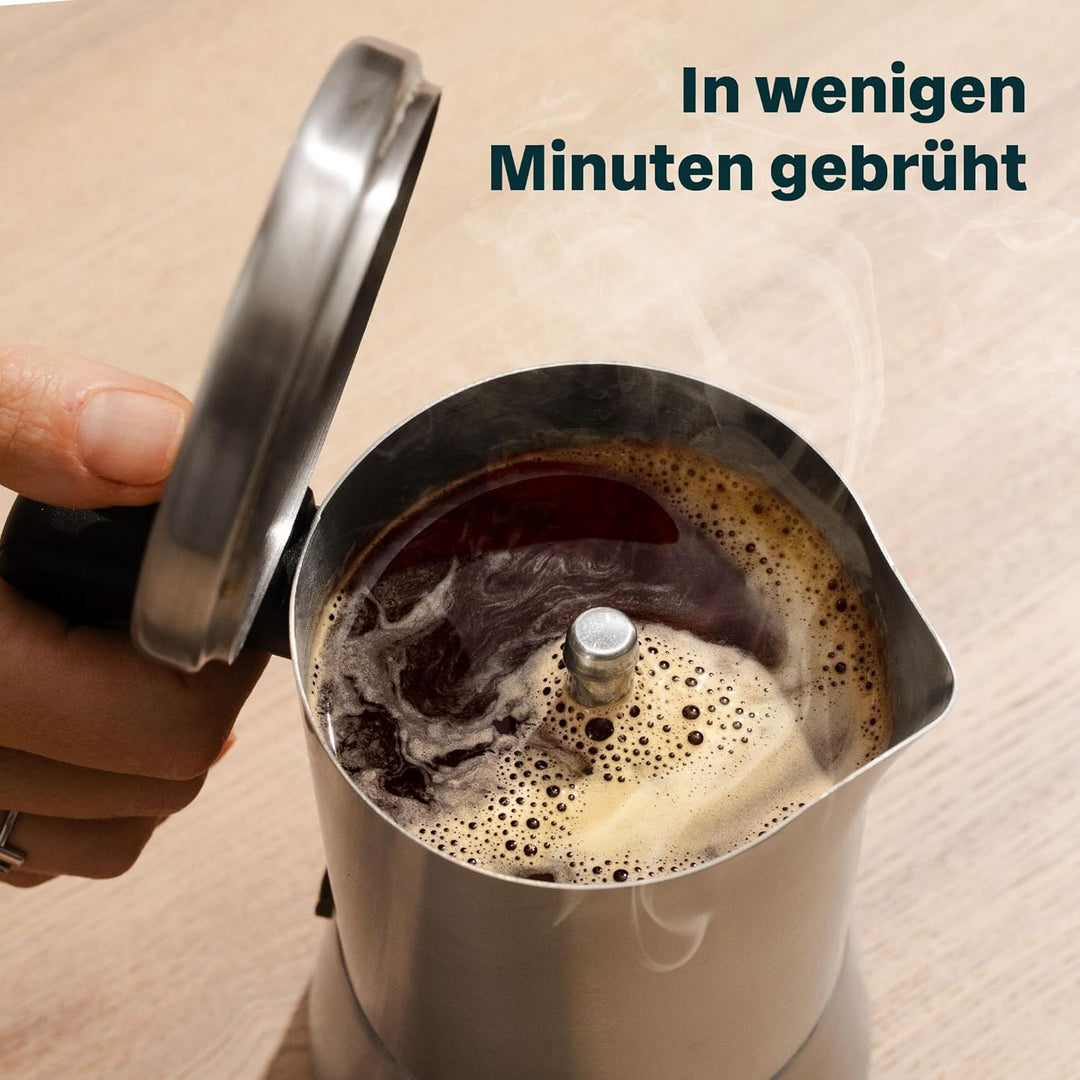 SILBERTHAL Espressokocher Edelstahl 200 ml - 4 Tassen - Induktionsgeeignet – Kaffeekocher für jeden