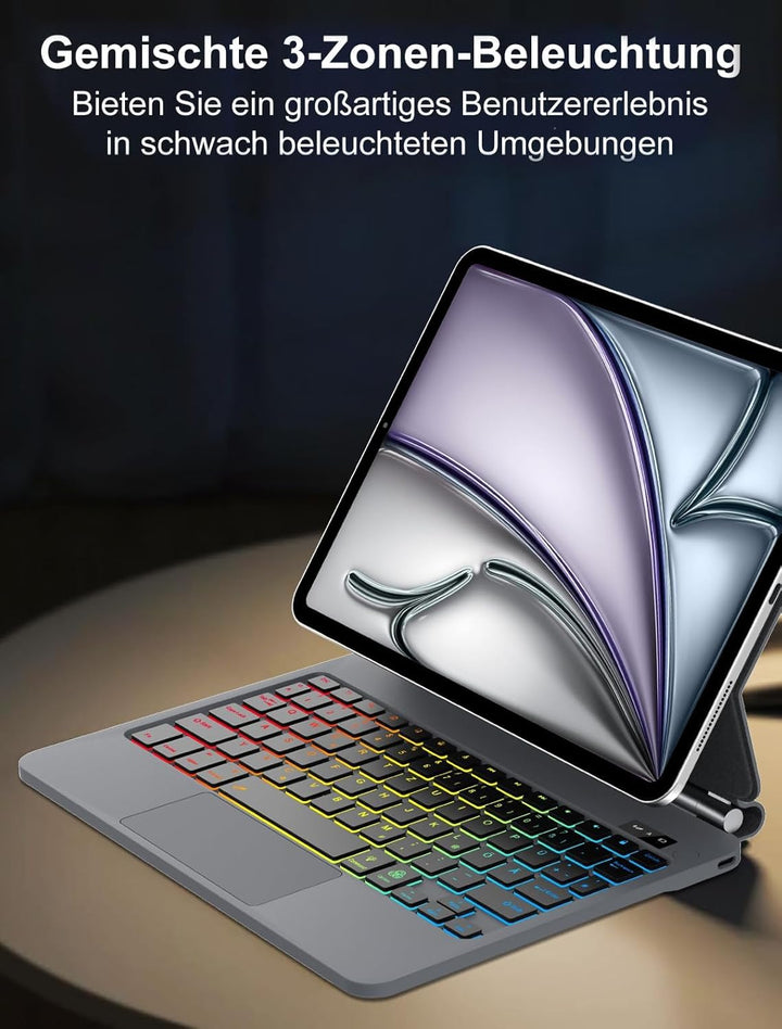 NEW VISION Magic Keyboard iPad Air 11 Zoll (M4/M3/M2) 2026/2025/2024, Tastatur für Pro 11 Zoll 4./3.