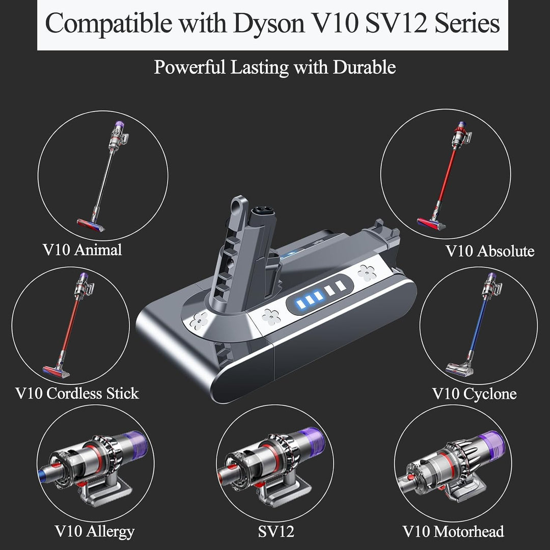 DTK Premium Akku für Dyson V10, kompatibel mit Dyson V10 SV12, Cyclone, Animal, Absolute, Fluffy, Mo