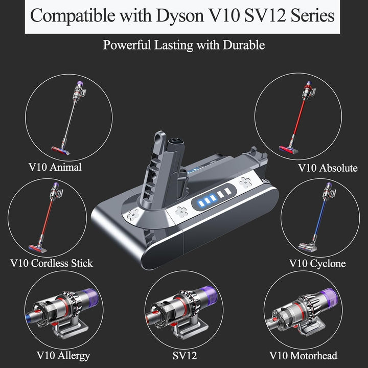 DTK Premium Akku für Dyson V10, kompatibel mit Dyson V10 SV12, Cyclone, Animal, Absolute, Fluffy, Mo