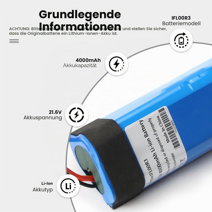 4000mAh Vacuum Cleaner Ersatz Akku Kompatibel mit Tineco iFloor 3, Floor ONE S3,Floor one S3 Breeze
