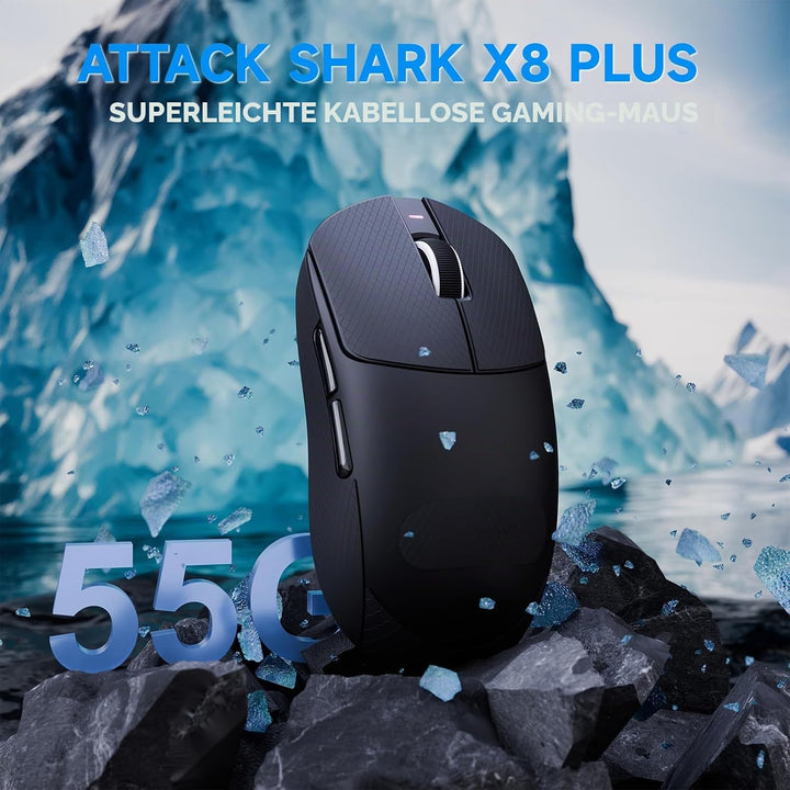 MAMBASNAKE Attack Shark X8PLUS Kabellose Gaming-Maus, PixArt PAW3395PRO-Sensor, 40000 DPI, BT/2,4 GH