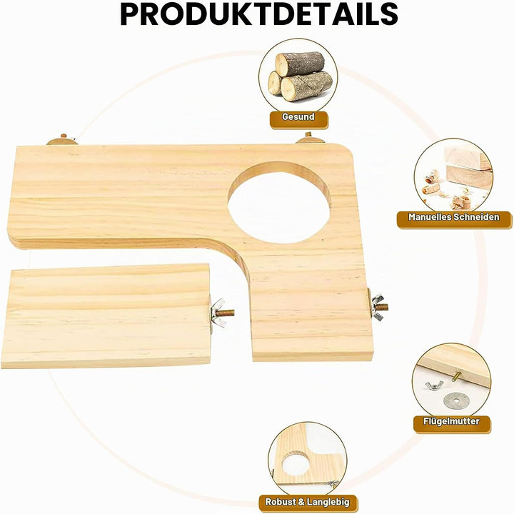 Hamster Zubehör aus Holz 5PCS Set für Kleintier Plattform Käfig, DIY Dekor Braun, Braun