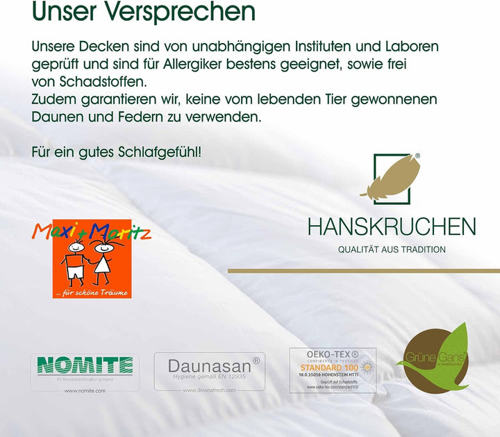 HANSKRUCHEN® Maxi und Moritz Daunen Kinderbettdecke 135x100 cm - Winter - Made in Germany Baby Bettd